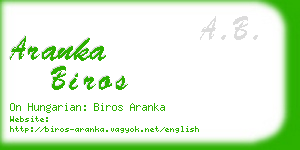 aranka biros business card